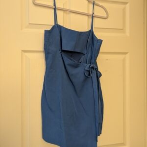 Zara Blue Mini Dress with Bow Detail